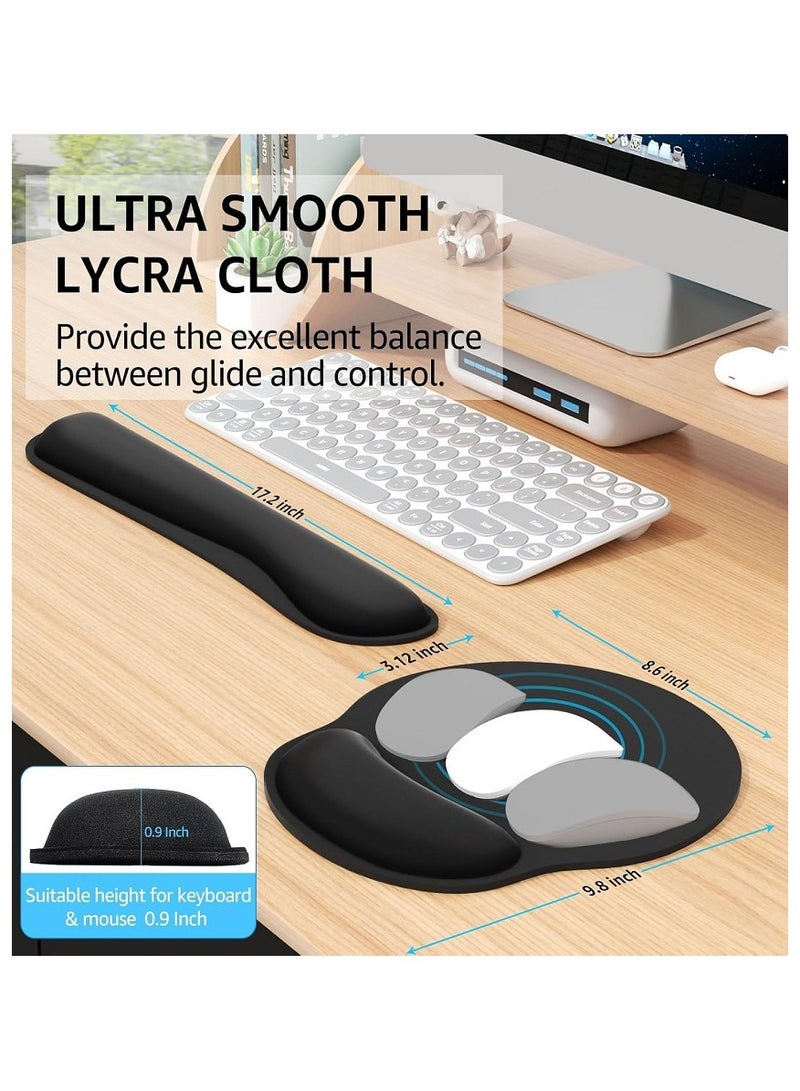 مسند معصم مريح للوحة المفاتيح، وسادة ماوس من إسفنج الذاكرة مع مسند معصم للوحة مفاتيح الكمبيوتر، مجموعة وسادة ماوس لسهولة الكتابة وتخفيف الألم للمكتب والمنزل، لون أسود - Image 5