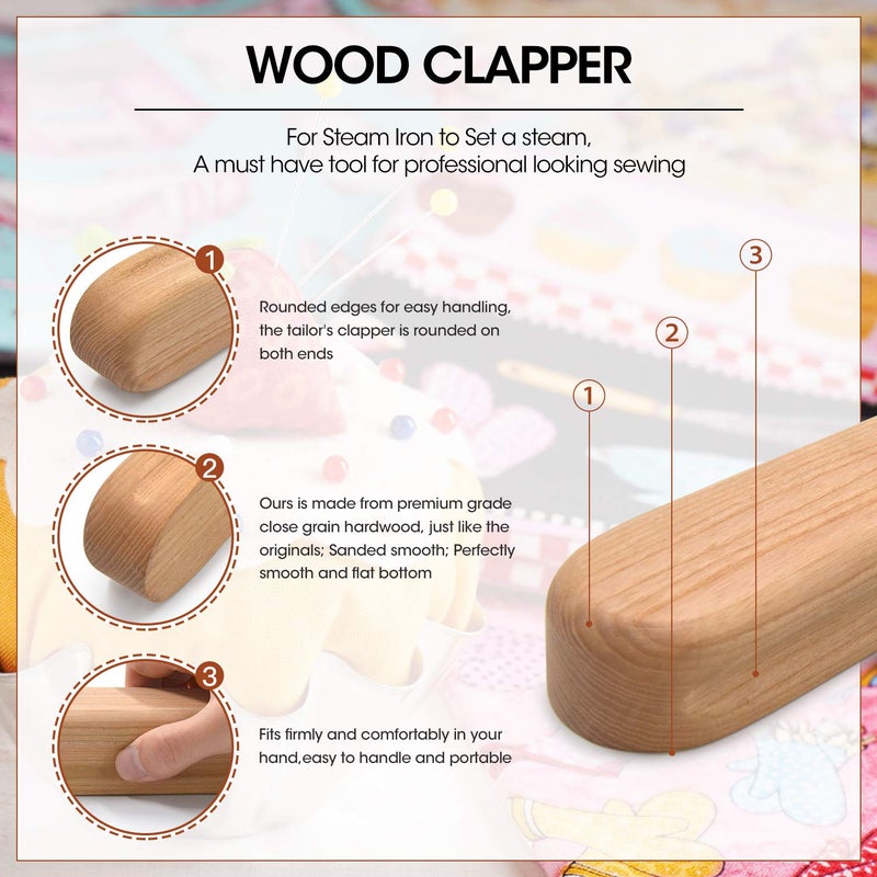 Mardili Mardili Hard Wood Tailors Clapper for Steam Iron to Set a steam  - Image 5