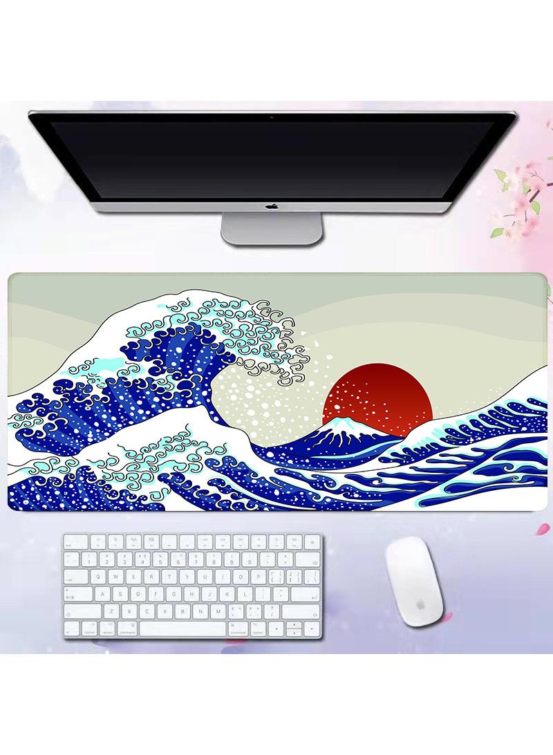 Y&D Sea Wave Pattern For Esports Games Gaming Mouse Pad Extended Large Mat Desk Pad Stitched Edges Mousepad Long Mouse Pad And Non-Slip Rubber Base Mice Pad 800X300X4mm - Image 1