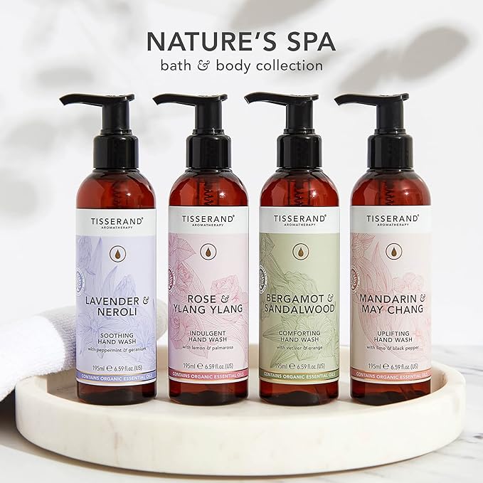 Tisserand Aromatherapy Natures Spa Indulgent Hand Wash 100 Natural Pure Essential Oils Rose and Ylang Ylang 195ml
