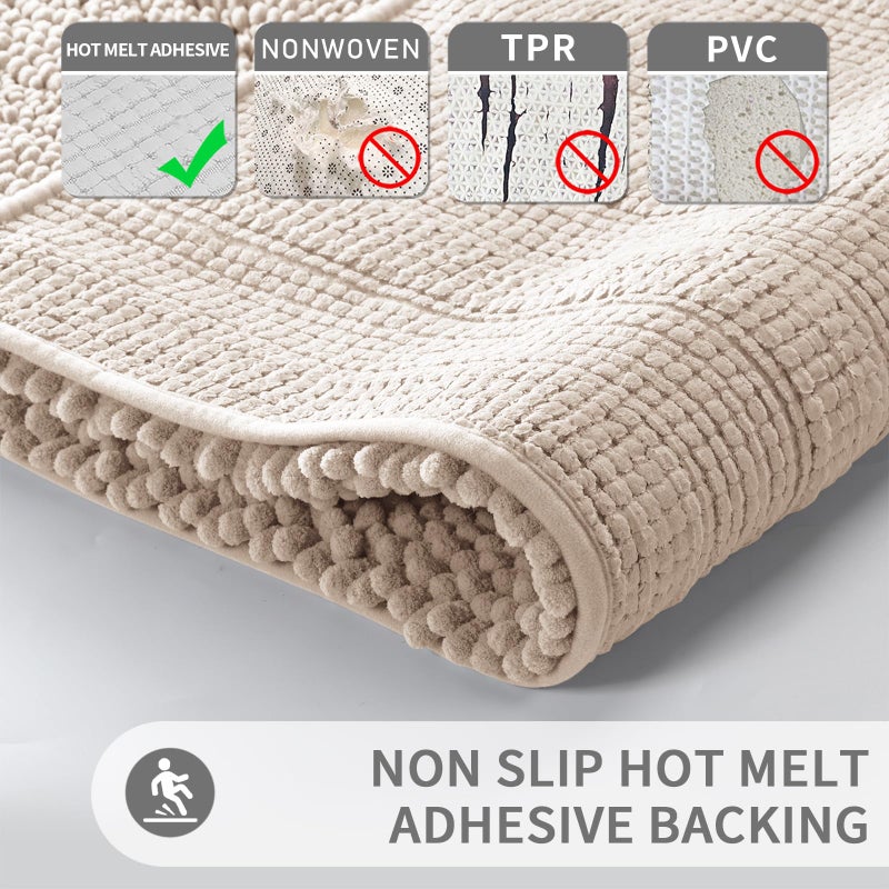 Yimobra Bathroom Rug Mat 24 x 17  Non Slip and Super Absorbent Bath Mat Machine Washable Quick Dry Ultra Plush Chenille Shower Rugs for Bathroom Floor Sink Tub and Shower Outside  Beige - Image 4