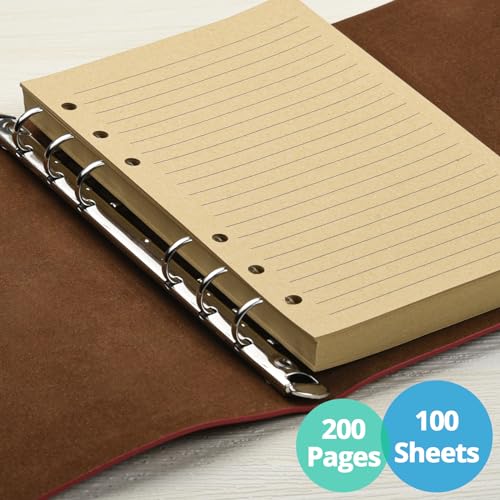 MaleDen Refills Lined Paper, MALEDEN Refillable A6 Paper for 5x7 Journal Notebook Inserts 200 Lined Pages - Image 3