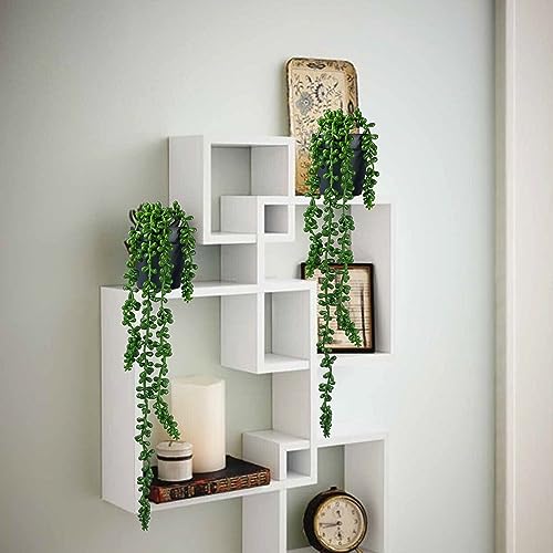 Tdas Plastic & Tpe Artificial Succulent Plants Hanging Flowers Home Decor Items Plant Leaves For Living Room Hall Decorative Decoration Office In Pot (Green, 2-Pcs Hanging Succulent With Pot) - Image 5
