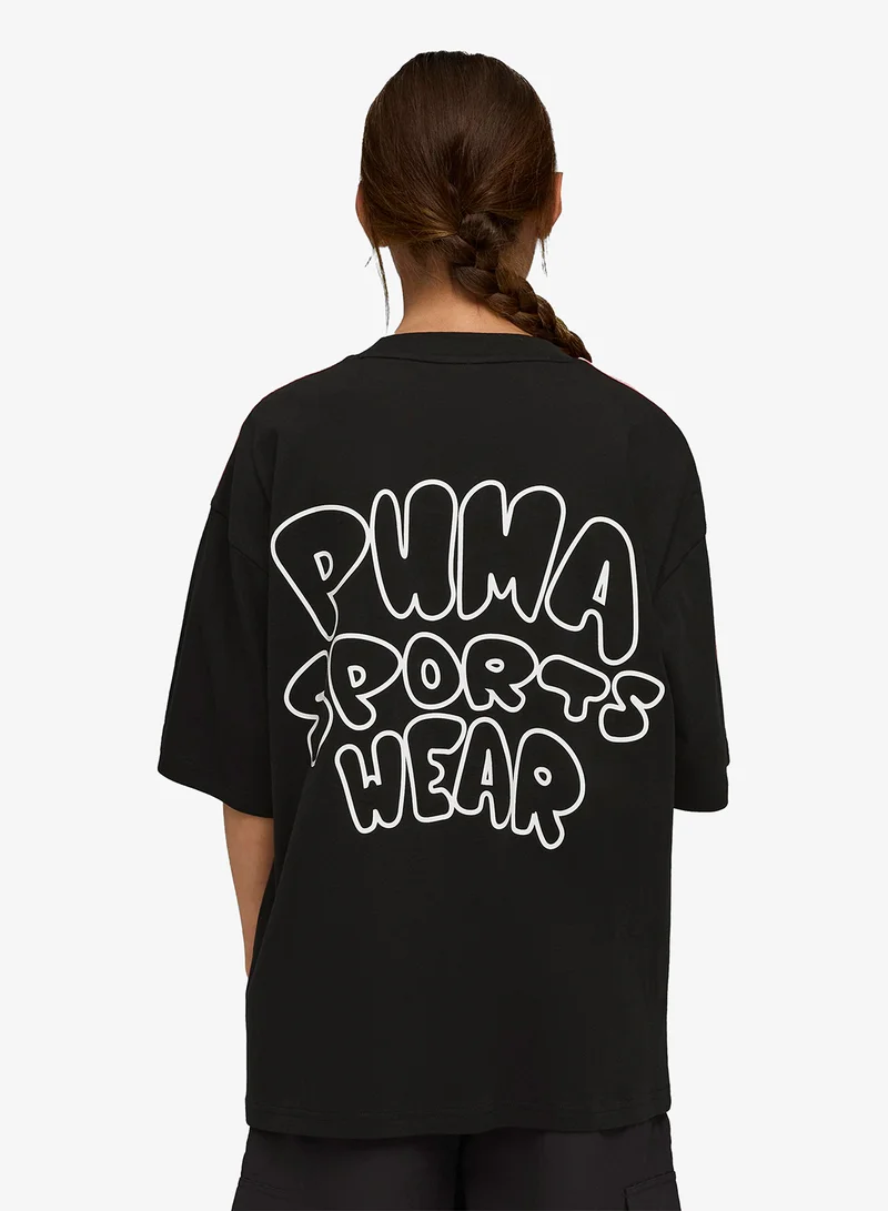 بوما تيشيرت شبابي واسع بطبعة سحاب مضيء