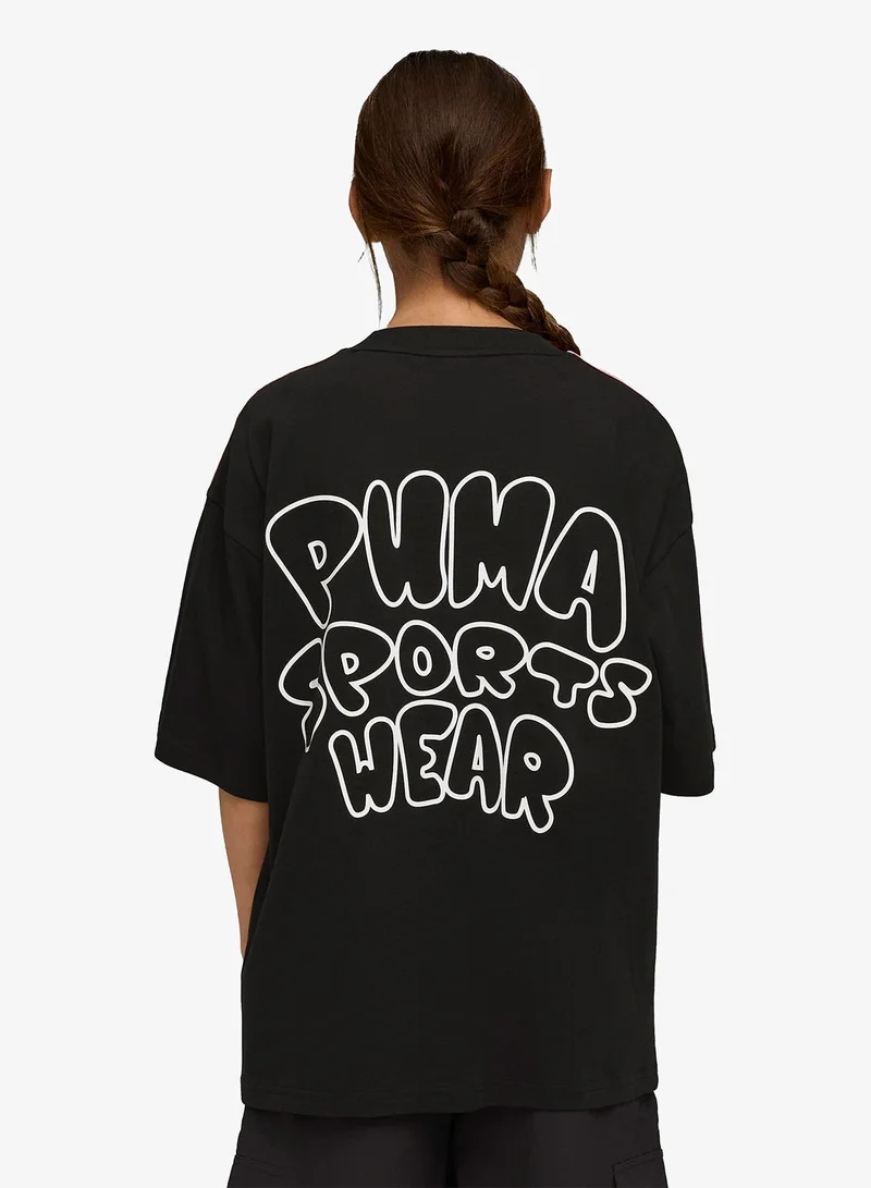 بوما تيشيرت شبابي واسع بطبعة سحاب مضيء