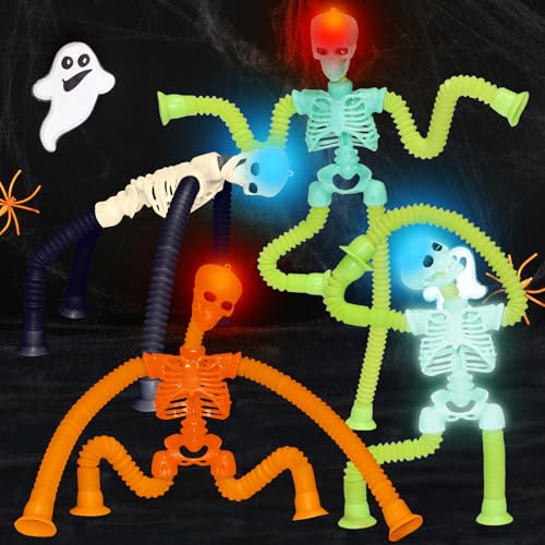 AGRASIV أنابيب الهيكل العظمي LED للاحتفال بعيد الهالوين 4 قطع ألعاب حسية مضيئة للأطفال - Image 1