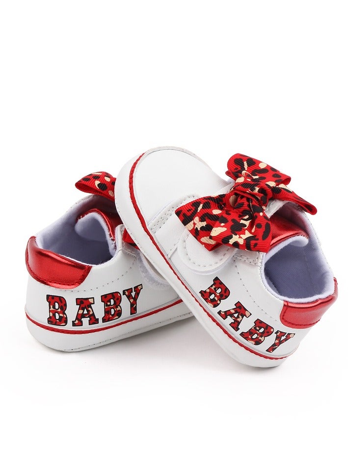 DecoLoral DECOR ME Toddler Shoes for Girls with Red color Leopard Bow Hook Loop Toddler Girl Dress Shoes (US Size 4) - Image 5