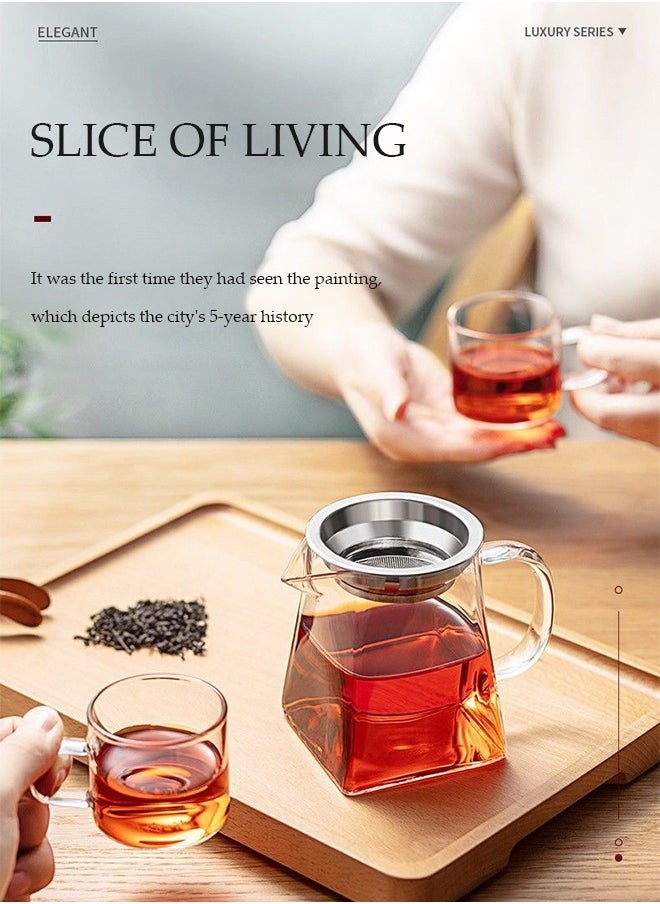 Generic - 550 ml Square Glass Teapot Tea Pot for using alone Clear Teapot Easy Clean Borosilicate Glass Teapot for Glass Teapots for Blooming Tea Loose Tea Flowering Tea - Image 1