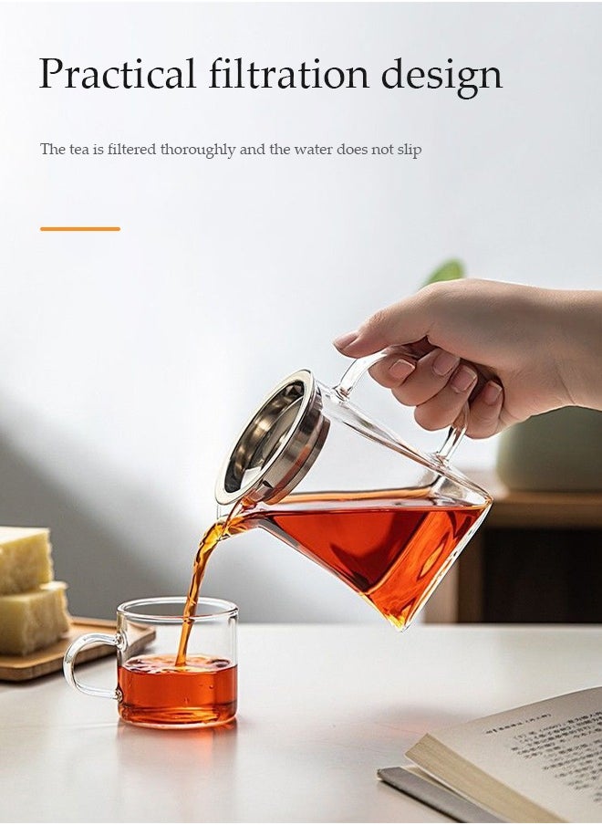 Generic - 550 ml Square Glass Teapot Tea Pot for using alone Clear Teapot Easy Clean Borosilicate Glass Teapot for Glass Teapots for Blooming Tea Loose Tea Flowering Tea - Image 1