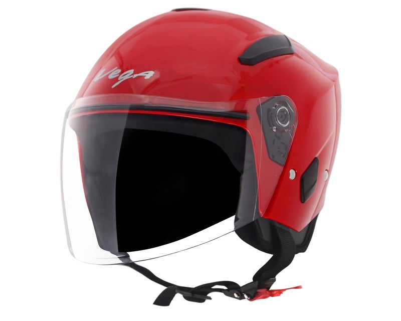 Vega Orion Open Face Riding Helmet with Lightweight Shell, Comfortable Liner, Shock Absorbing Interior, Ventilated Fit, Durable Build, and Modern Red Styling Red-M - Image 1