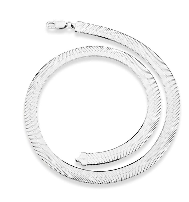 Miabella Solid 925 Sterling Silver Italian 10mm Wide Herringbone Chain Necklace for Women Men | Made in Italy (Length 18 Inches) - Image 4