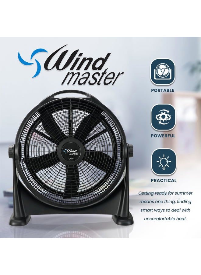 PAMI Turbo 20” High-Velocity Floor Fan - Quiet Portable Fan With 3 Speed Levels & Carry Handle- Adjustable Head Powerful Air Flow Industrial Fan- Heavy-Duty Electric Box Fan For Bedroom Home Office - Image 4
