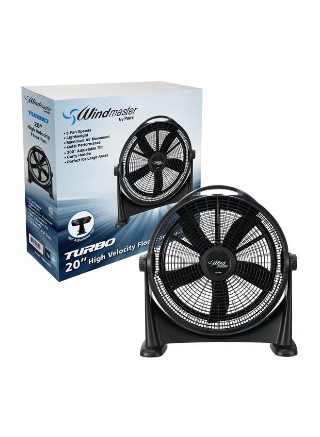 PAMI Turbo 20” High-Velocity Floor Fan - Quiet Portable Fan With 3 Speed Levels & Carry Handle- Adjustable Head Powerful Air Flow Industrial Fan- Heavy-Duty Electric Box Fan For Bedroom Home Office - Image 1