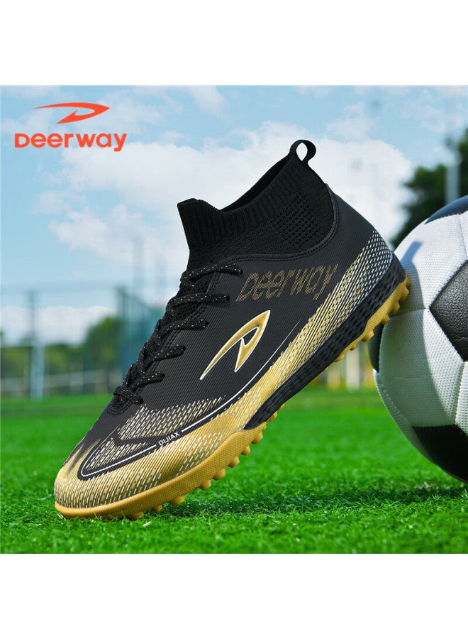 Deerway Adult Youth Soccer Shoes Tf Turf Non-slip Wear-resistant Match Shoes Obsidian Gold Tf Turf Studs Size 36 - Image 5