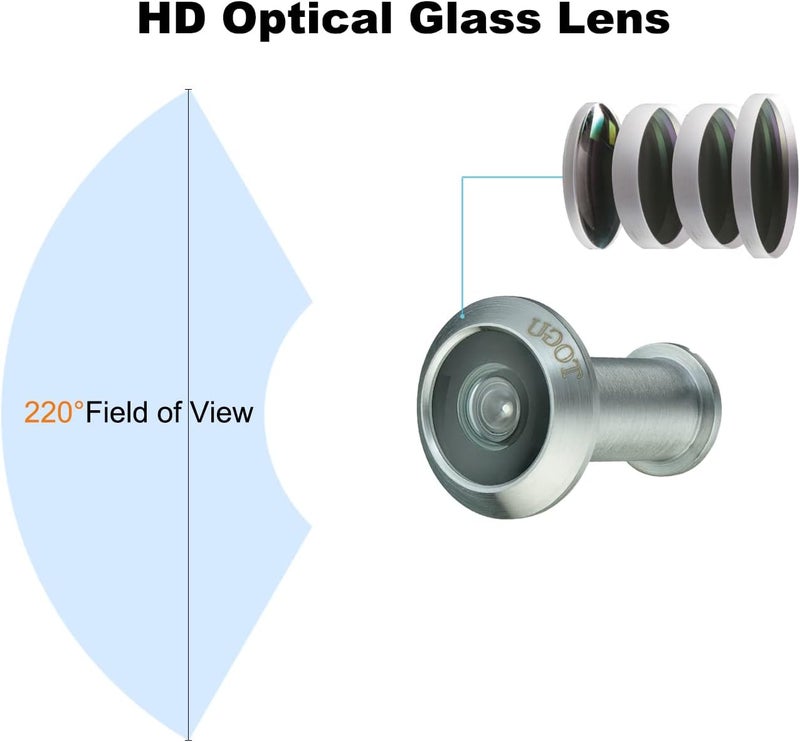 Togu TG3016NG-SN UL Listed Solid Brass 220-degree Door Viewer with Heavy Duty Privacy Cover for 1-3/8" to 2-1/6" Doors, Satin Nickel Finish,2 Sets - Image 3