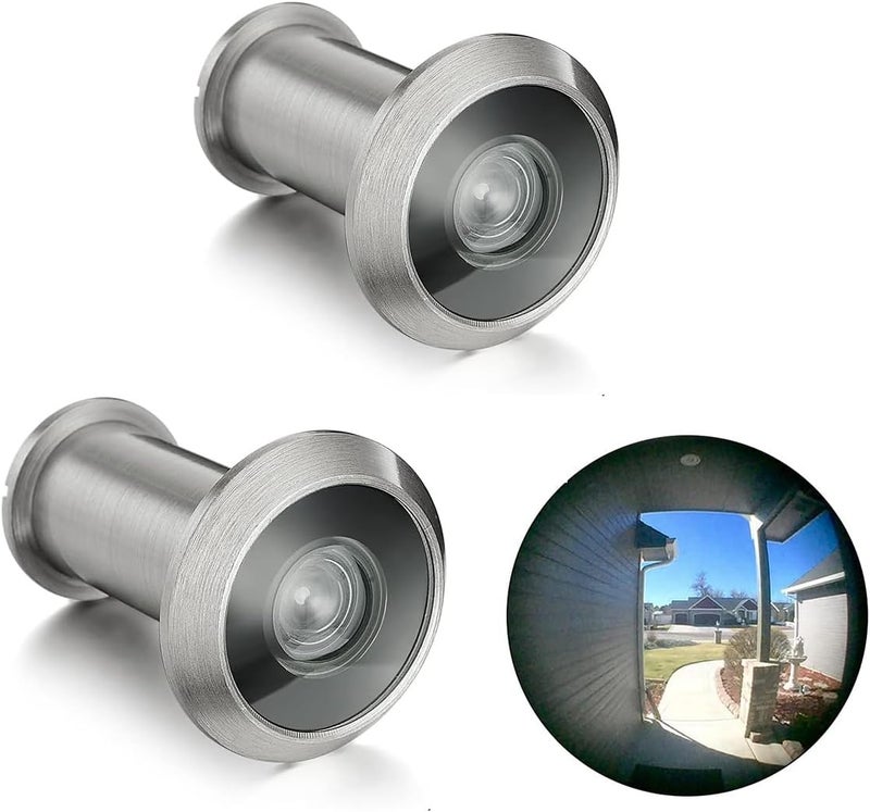 Togu TG3016NG-SN UL Listed Solid Brass 220-degree Door Viewer with Heavy Duty Privacy Cover for 1-3/8" to 2-1/6" Doors, Satin Nickel Finish,2 Sets - Image 1