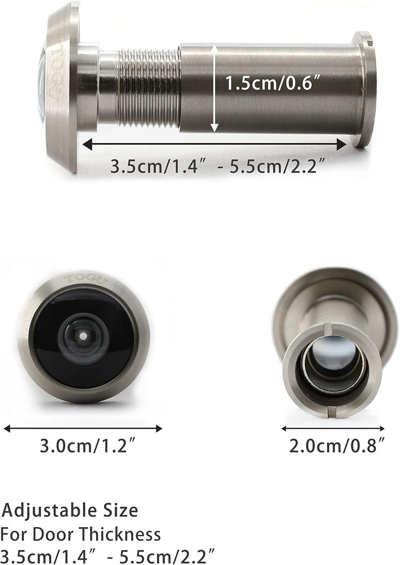 Togu TG3016NG-SN UL Listed Solid Brass 220-degree Door Viewer with Heavy Duty Privacy Cover for 1-3/8" to 2-1/6" Doors, Satin Nickel Finish,2 Sets - Image 4