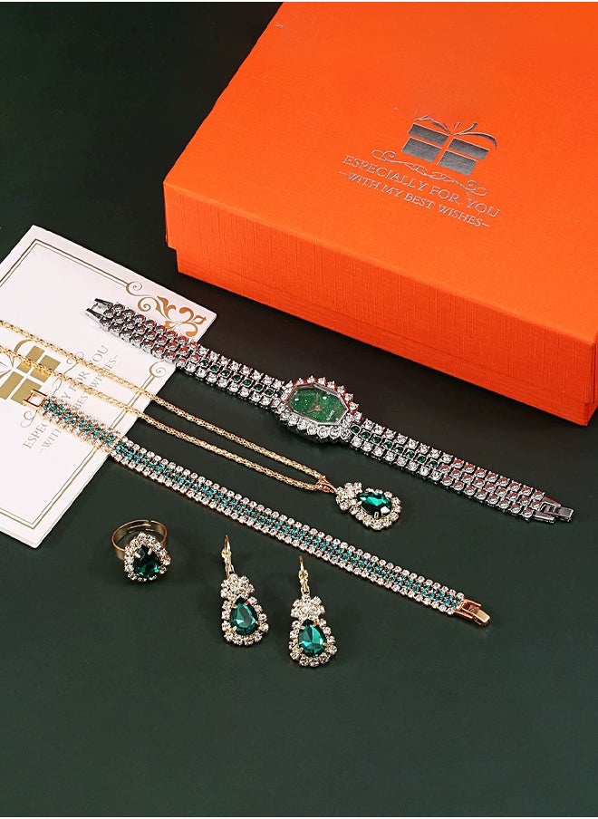 Generic - 5 in 1 Women's Necklace,Watch,earring Gift Set,Quartz Watch,Women Watch Business Gifts Unique Wristwatch,Holiday Gifts,Birthday Gifts - Image 1