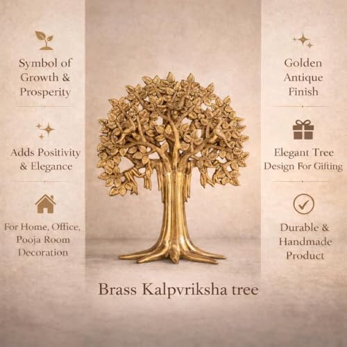 The Advitya Brass Kalpavriksha Tree|Festive Decor Diwali Gift Home Decoration Item for Living Room |Showpiece Decorative Item|Diwali Decoration Item|House Warming Gift|Show Piece|(12in.) - Image 3