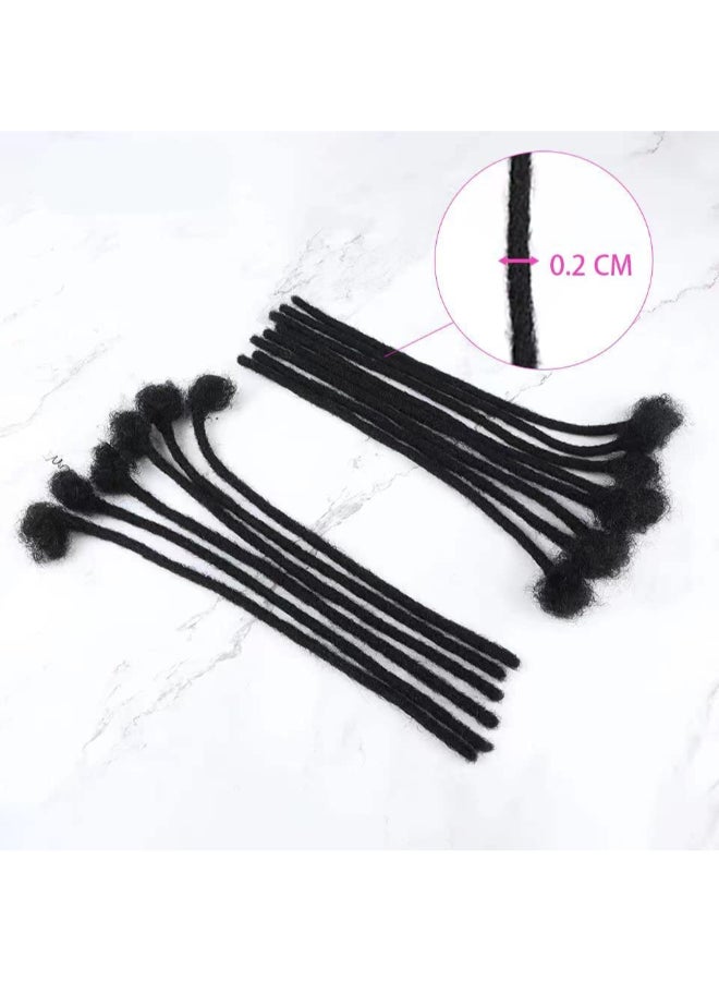MIUULAAR 12 Inch 60 Strands Loc Extension Human Hair 02cm Thickness Natural Black Full Handmade Permanent Locs Can Be Dyed and Bleached for Women Men Kids Dreadlock Extensions Real Human Hair - Image 3