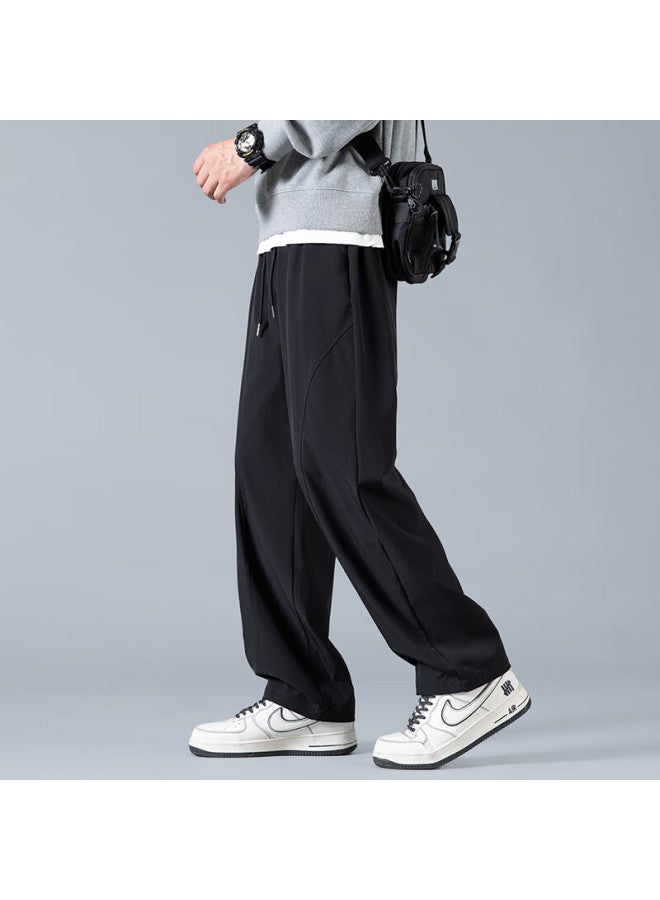 Foss Phil Curved Knife Casual Pants For Men, Autumn And Winter Season, Three-dimensional Cut, Wide-leg Loose Straight Trousers, 6608fh Black, Size L - Image 1