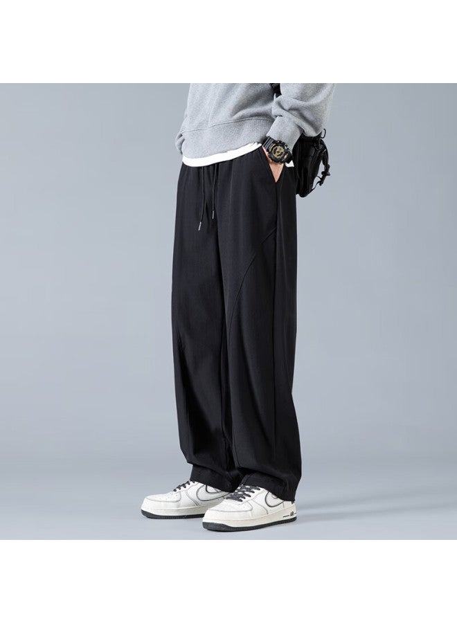 Foss Phil Curved Knife Casual Pants For Men, Autumn And Winter Season, Three-dimensional Cut, Wide-leg Loose Straight Trousers, 6608fh Black, Size L - Image 2