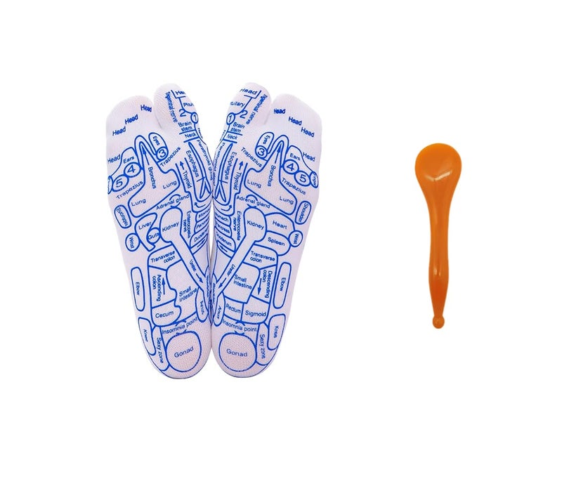 Broman Reflexology Socks with Acupressure Pen with Gua Sha End,Foot Pain Relief Remedy,Men's Size - Image 1