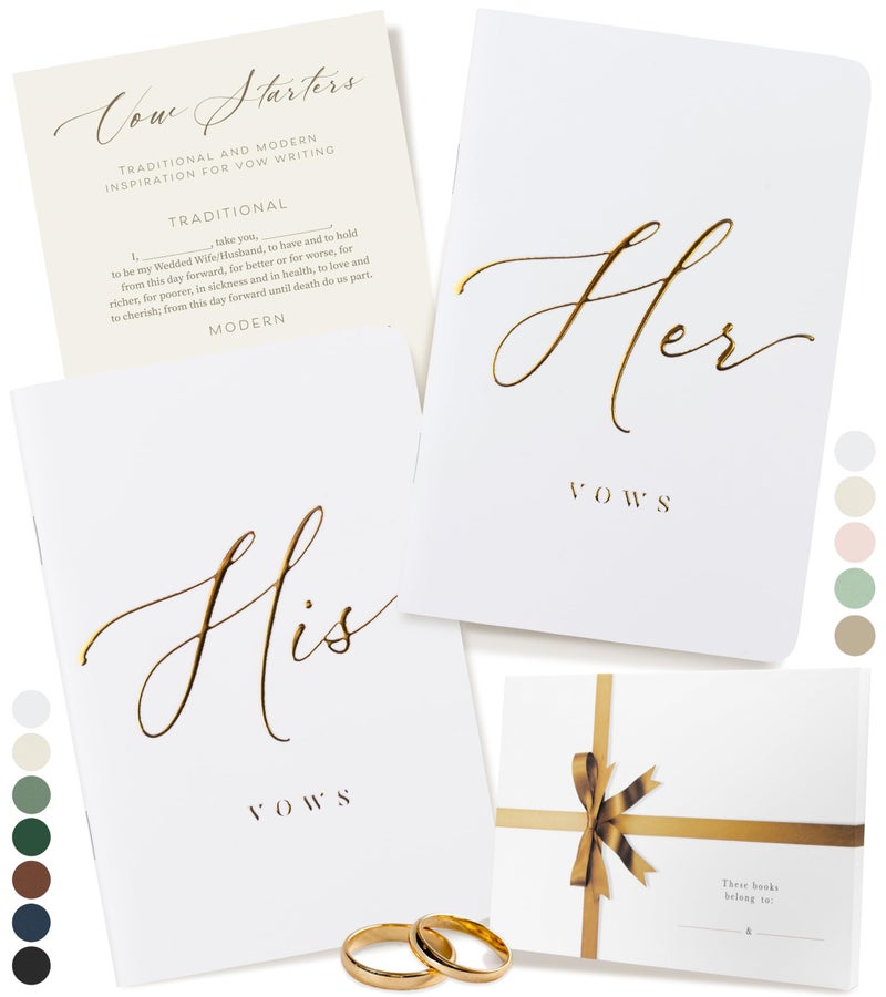 ARTESORI Premium Wedding Vow Book for Her & Him, Soft Touch, Gold Foil, 28 Lined Pages, Wedding Vow Books His and Hers, Wedding Essentials, Wedding Registry Ideas, His and Hers Gifts [White & White] - Image 1