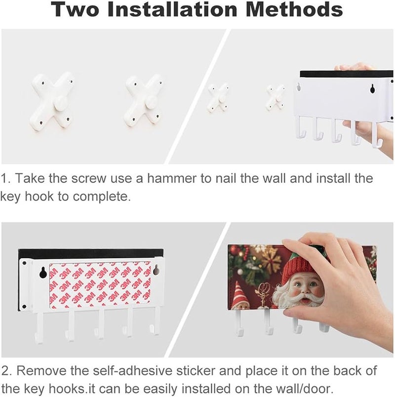 Christmas Whimsical Dwarfs Wall Key Holder With 5 Hooks PU Leather Key Rack Organizer Entryway Storage Housewarming Gift - Image 4