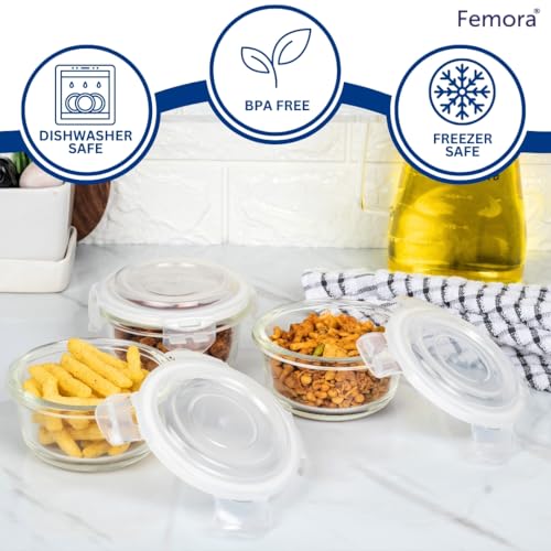 Femora Borosilicate Glass Containers for Kitchen | 1 Year Warranty | Container Boxes for Storage, Storage Box for Kitchen with Air Vent Lid, Microwave Safe Utensils, Round (Set of 2-380ml Each) - Image 4
