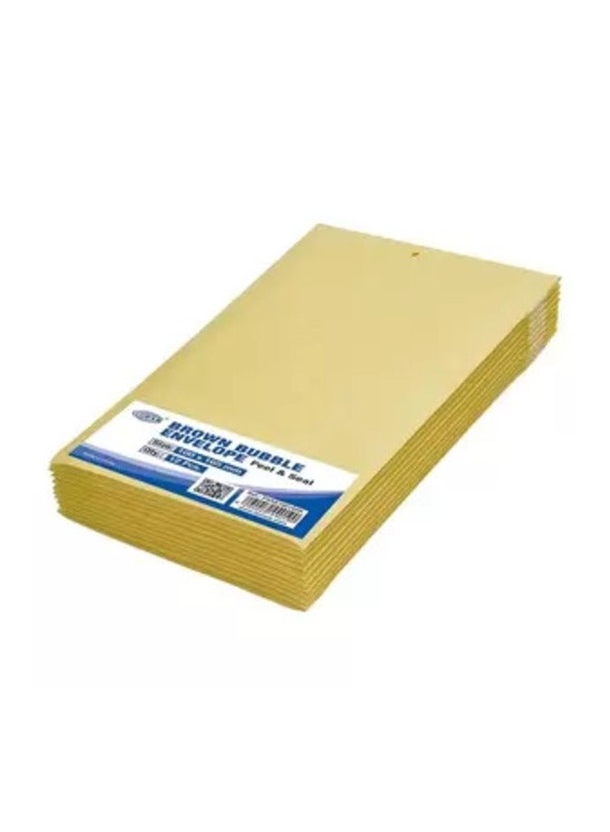 FIS Brown Bubble Envelopes, Peel and Seal, Pack 12 Pieces, 100X165 mm Size