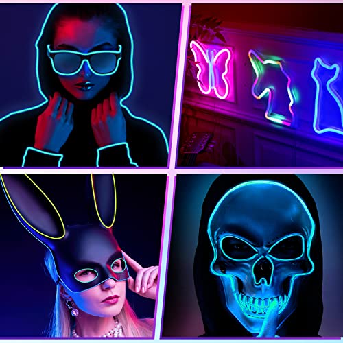 Hortsun 15 Pack 10ft Neon Light El Wire Portable Cuttable Neon Glowing Battery Powered LED Lights Glow in The Dark with Battery Pack for Halloween Party - Image 5