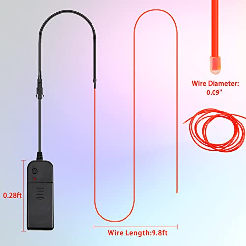 Hortsun 15 Pack 10ft Neon Light El Wire Portable Cuttable Neon Glowing Battery Powered LED Lights Glow in The Dark with Battery Pack for Halloween Party - Image 2