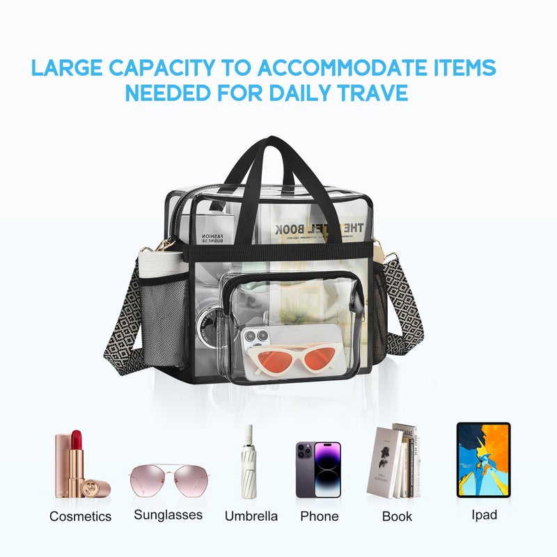 Bagenius Clear Tote Bag Stadium Approved, 12x6x12 Game Day Clear Satchel Bag with Shoulder Strap for Concert Work and Sports, Wave-Strap - Image 4