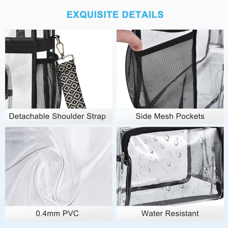 Bagenius Clear Tote Bag Stadium Approved, 12x6x12 Game Day Clear Satchel Bag with Shoulder Strap for Concert Work and Sports, Wave-Strap - Image 5