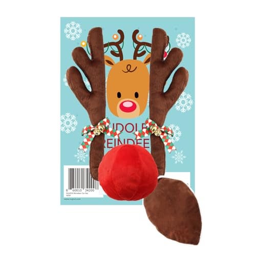 NUJOVI Premium Reindeer Antlers for Cars - Car Christmas Decorations Antlers with Nose and Tail Auto Accessories - Image 1