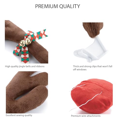 NUJOVI Premium Reindeer Antlers for Cars - Car Christmas Decorations Antlers with Nose and Tail Auto Accessories - Image 5
