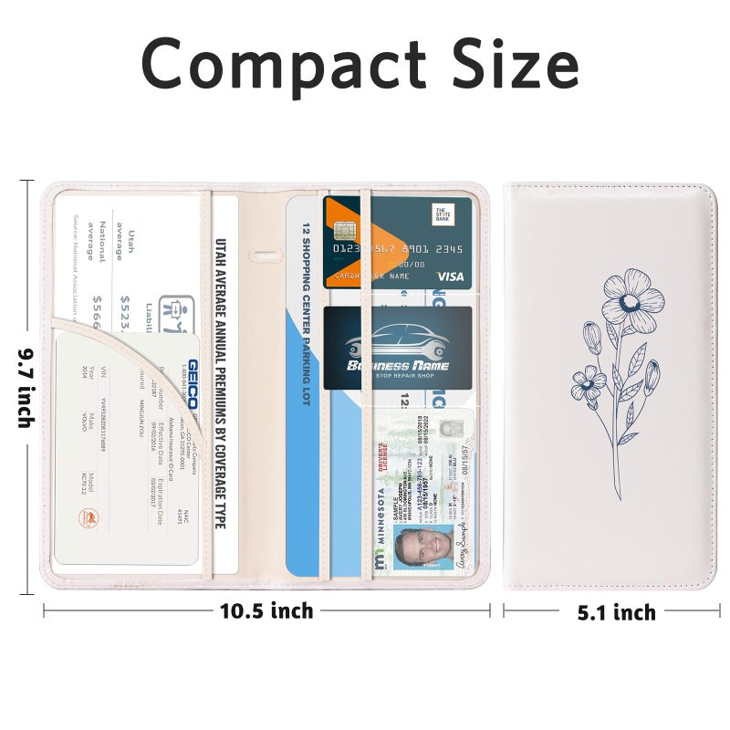 CoBak Car Registration and Insurance Holder - Vehicle Glove Box Car Organizer,Auto Truck Comparment Accessories Case with Magnetic Closure for Essential Document,Driver License,Cards - Image 5