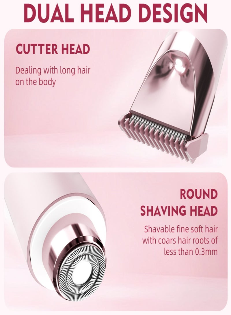ENCHEN مزيل الشعر الكهربائي 2 في 1 للنساء، قاطع مزدوج الرأس ورأس دائري مع ضوء LED، IPX5، مزيل شعر قابل لإعادة الشحن من نوع C للوجه والساقين والجسم A4-وردي - Image 3