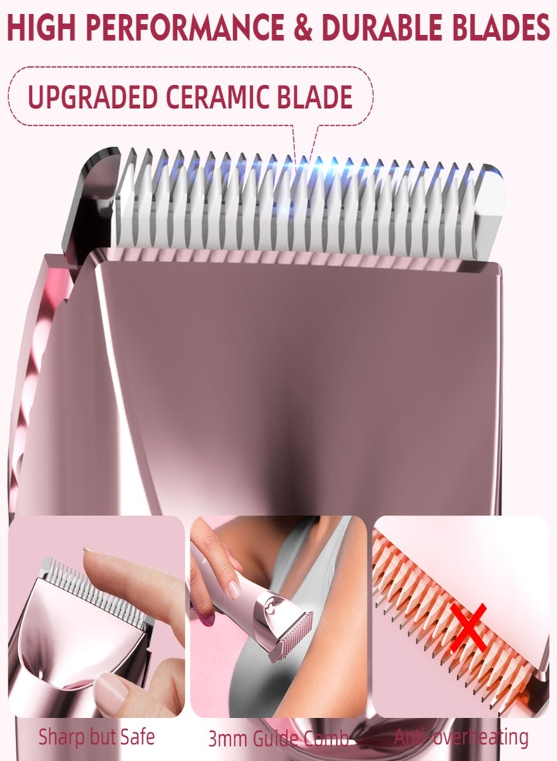 ENCHEN مزيل الشعر الكهربائي 2 في 1 للنساء، قاطع مزدوج الرأس ورأس دائري مع ضوء LED، IPX5، مزيل شعر قابل لإعادة الشحن من نوع C للوجه والساقين والجسم A4-وردي - Image 5