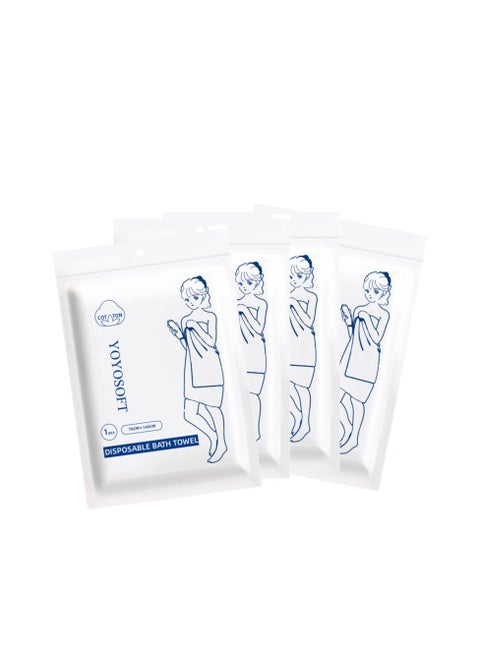 4-Piece Non Woven Cotton Towels Disposable Bath Towel 70x140cm Single Packing