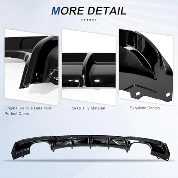 BDBO Rear Diffuser for 2013-2019 BMW 3 Series F30 F31 328i 330i MT MP M-Sport Rear Bumper Lower Lip,Glossy Black Diffuser,Double Side Dual Out - Image 4