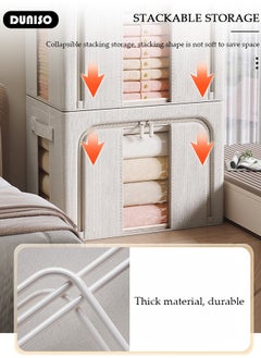 DUNISO 2 PCS Clothes Storage Bag, Collapsible Closet Storage Box with Clear Window, Stackable Foldable Closet Container Organizer with Lids Handle Double and Zippers, Closet Storage Bin for Comforters, Blankets, Bedding  - Image 2