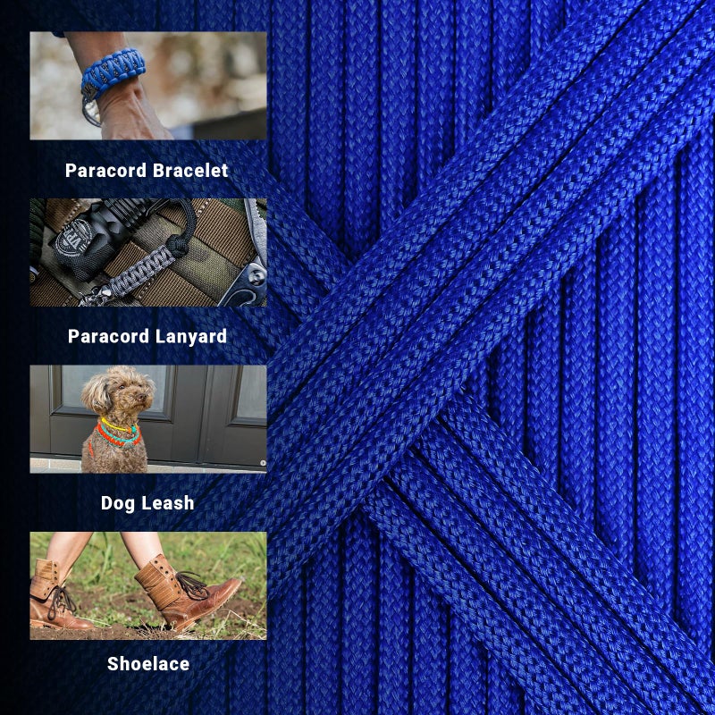 WEREWOLVES Paracord Rope, 7 Strand Type III Parachute Cord 4mm 100ft / 200ft for Crafting, DIY Projects, Survival Bracelets (Sapphire Blue, 100 ft) - Image 3