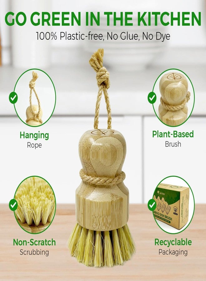 AIRNEX Palm Pot Brush - Bamboo Mini Dish Brush Natural Scrub Brush Durable Scrubber Cleaning Kit for Cleaning Pots, Pans and Vegetables - Image 5