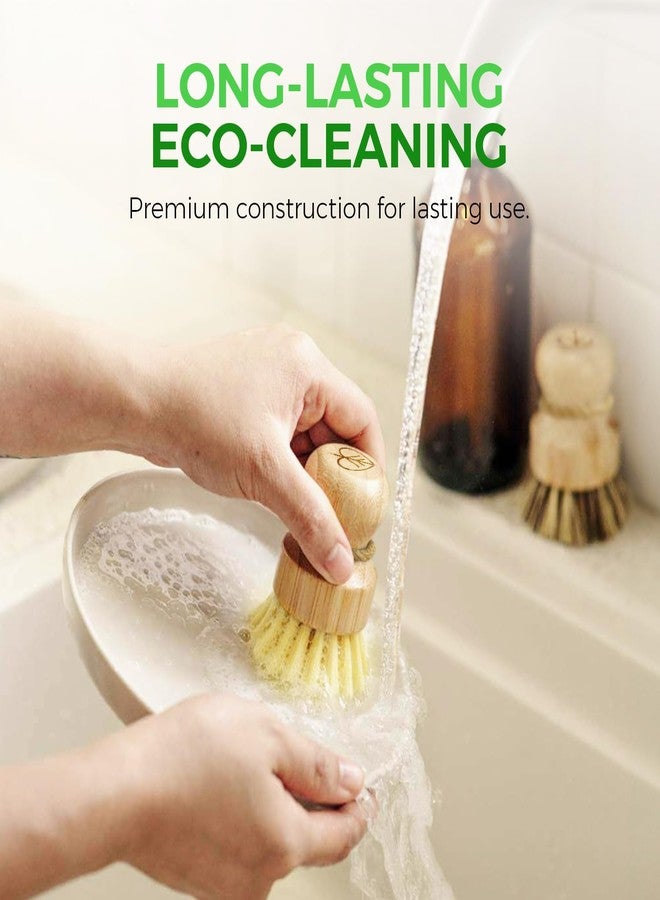 AIRNEX Palm Pot Brush - Bamboo Mini Dish Brush Natural Scrub Brush Durable Scrubber Cleaning Kit for Cleaning Pots, Pans and Vegetables - Image 3