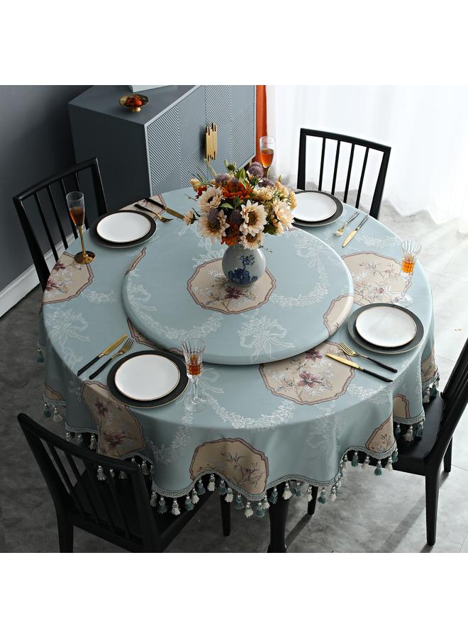 Bluejw Chinese Style Large Round Table Tablecloth Light Luxury High-end Hotel Special Household Waterproof And Oil-proof Dining Table Round Tang Yan  - Image 1