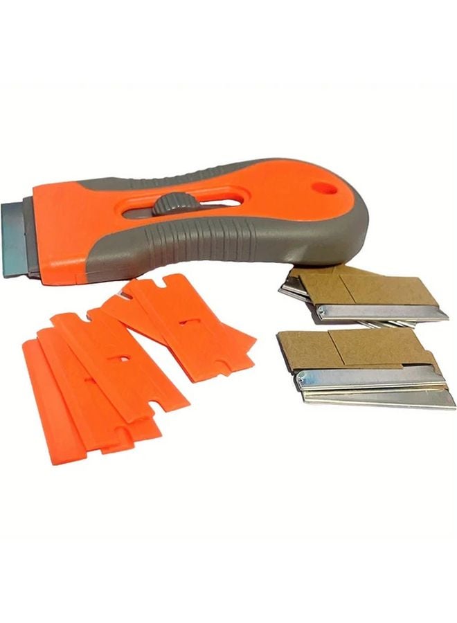 كاشط موقد سيراميك برتقالي مع ٥ شفرات من الفولاذ المقاوم للصدأ للتنظيف على المواقد الحثية والزجاج السيراميكي - Image 1