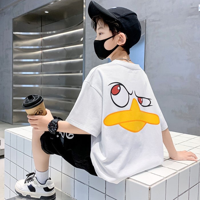 Big Boys' Summer Short-Sleeve T-Shirt New Model 2026 Boys' Pure Cotton Base Shirt Cool Stylish Summer Top Trendy K - Image 1
