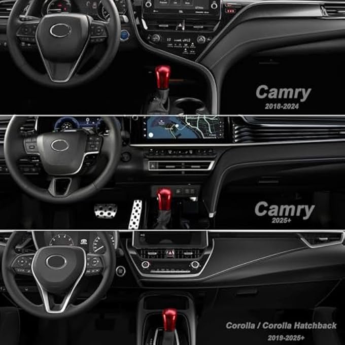 ريحني CKE لتويوتا كامري 2023 2022 2021 2020 2019 2018 لإكسسوارات تويوتا كورولا أفالون 20192023 سيارات رياضية أوتوماتيكية غطاء مقبض ناقل الحركة غطاء الحماية الأحمر - Image 3